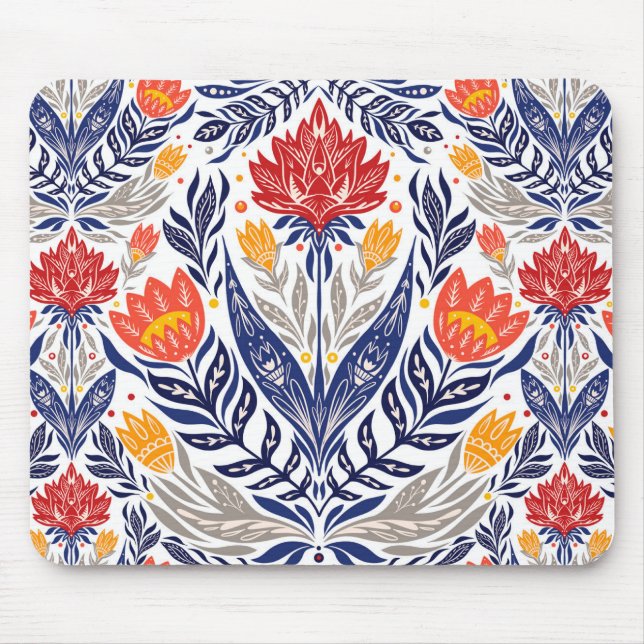 Mousepad Padrão de flores folclóricas (Frente)