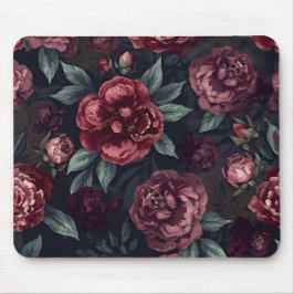 Mousepad Padrão de Flores Mal-humoradas Aquarela Vermelho E
