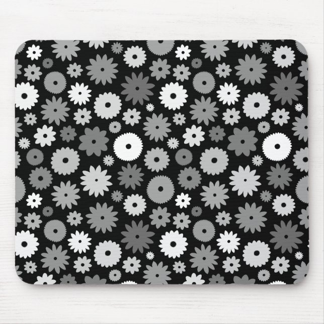 Mousepad Padrão de Flores Monocromáticas (Frente)