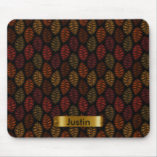 Mousepad Padrão de Folha de outono com Texto DIY