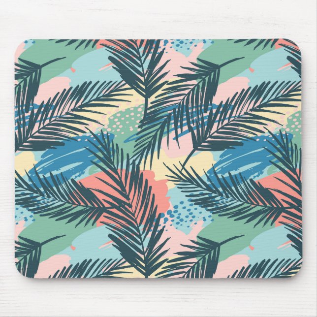 Mousepad Padrão de Folha de Pastel Tropical (Frente)