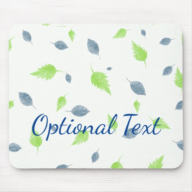 Mousepad Padrão de Folhas Azul e Verde (Frente)