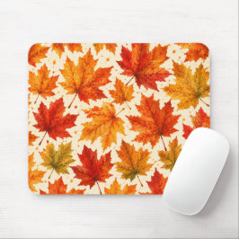 Mousepad Padrão de Folhas de Bordo de Outono | Folha Vermel