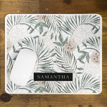 Mousepad Padrão de Folhas e Flores de Aquarelas Tropicais<br><div class="desc">Padrão de Folhas e Flores de Aquarelas Tropicais</div>