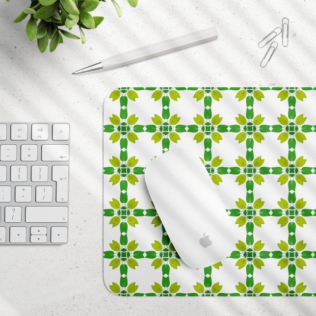 Mousepad Padrão de Folhas, Padrão de Folhagens, Folhas Verd (Criador carregado)