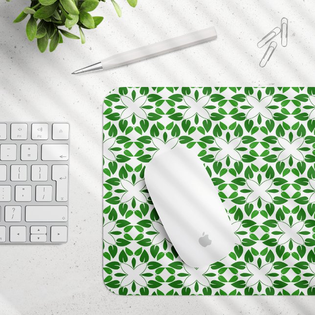 Mousepad Padrão de Folhas, Padrão de Folhagens, Folhas Verd (Criador carregado)