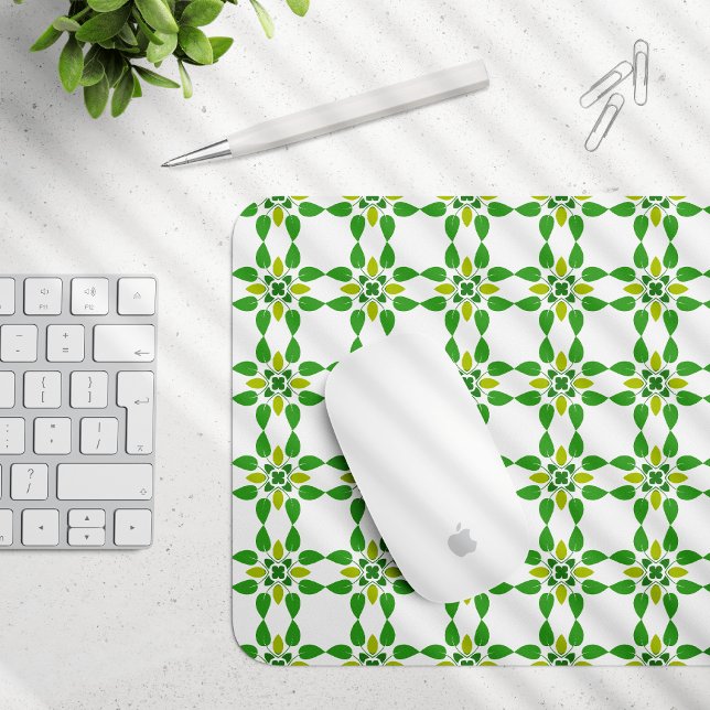 Mousepad Padrão de Folhas, Padrão de Folhagens, Folhas Verd (Criador carregado)