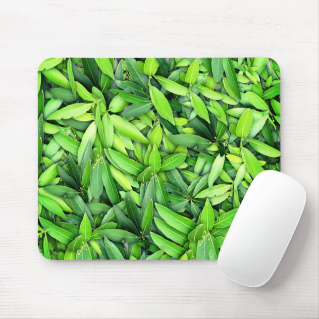 Mousepad Padrão de Folhas Verde Lush - Botânica da Natureza (Com mouse)