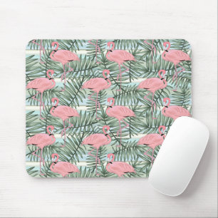 Mousepad Padrão de Folhetos de Palma de Flamingoes Cor-de-