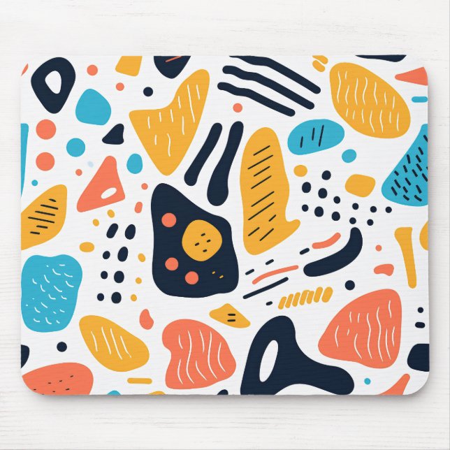 Mousepad Padrão de Formas Orgânicas em Estilo Memphis Abstr (Frente)