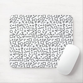 Mousepad Padrão de Formas Retroativas Pretas e Brancas do a