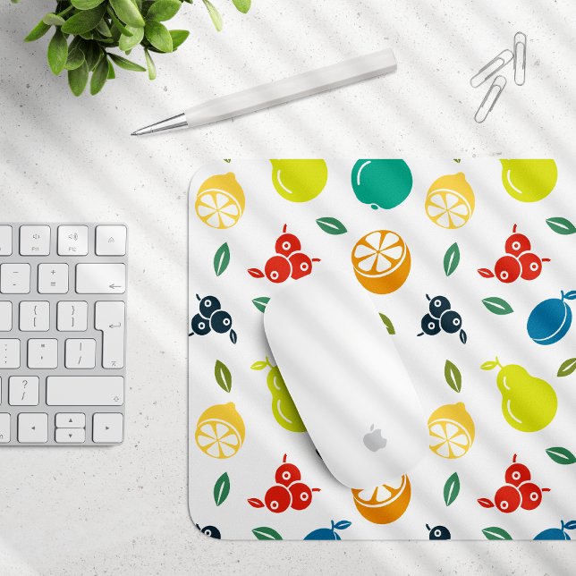 Mousepad Padrão de fruta, ameixa, laranja, limão, pera, maç (Criador carregado)