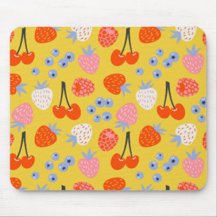 Mousepad Padrão de Fruta de Berry Colorida Brilhante