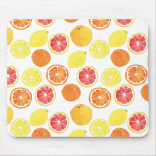 Mousepad Padrão de Fruta de Citrus de Aquarela