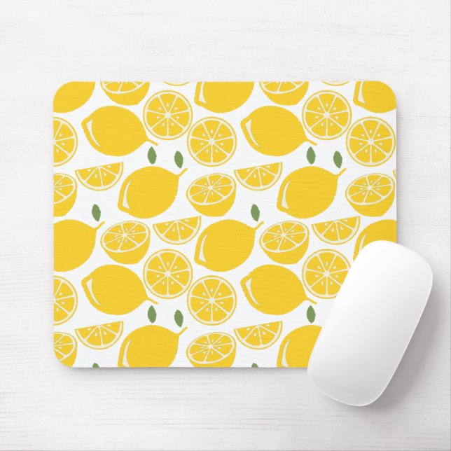 Mousepad Padrão de fruta de limão amarelo (Com mouse)