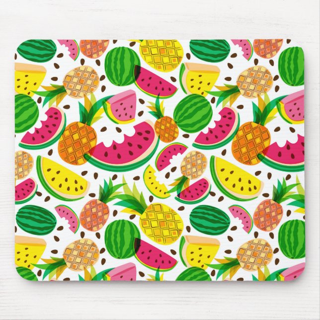 Mousepad Padrão de Fruta tropical vermelho e amarelo (Frente)
