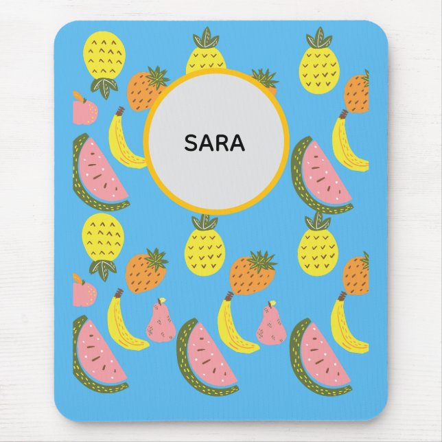 Mousepad Padrão de Frutas Vibrantes de Verão (Frente)