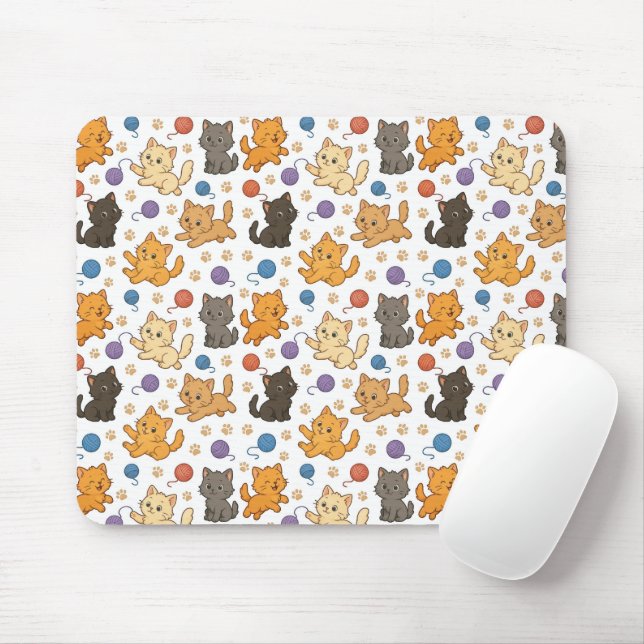 Mousepad Padrão de Gato Fofo (Com mouse)