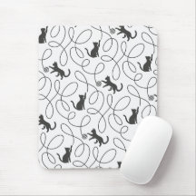 Padrão de Gato Preto Divertido e Bola de Linha