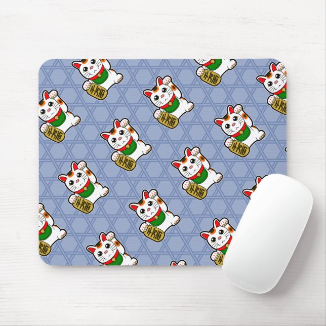 Mousepad Padrão de Gato Sortudo Japonês (Com mouse)