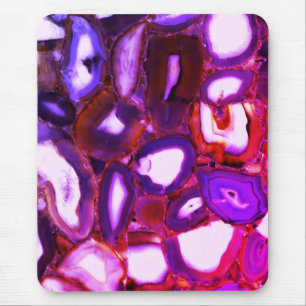 Mousepad Padrão de geode roxo, cor-de-rosa, Elegante abstra