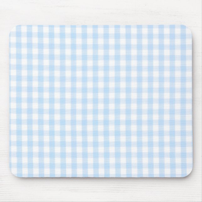 Mousepad Padrão de gingham azul claro (Frente)