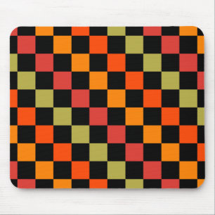 Mousepad Padrão de Gingham Preto Laranja Verificado