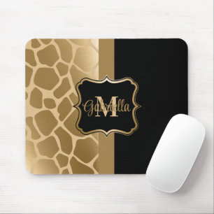 Mousepad Padrão de Girafa Preta e Ouro