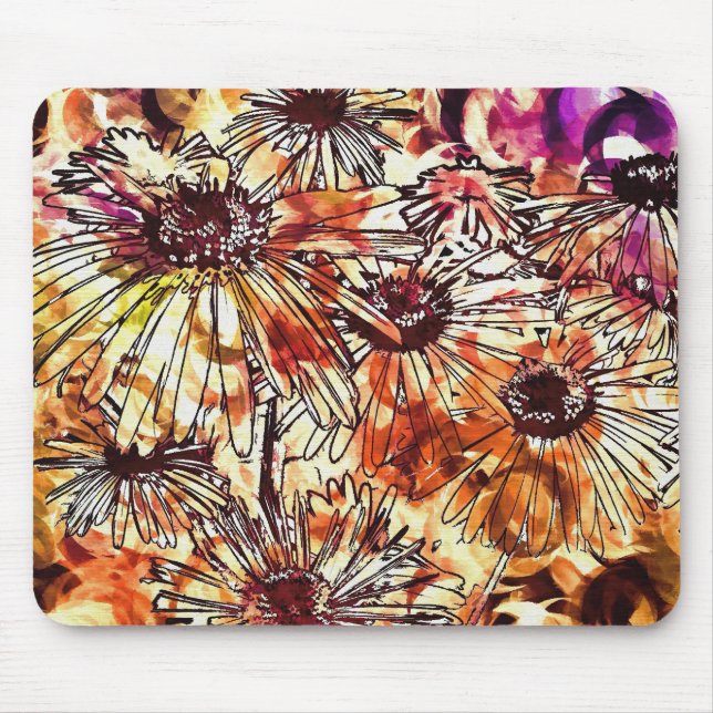 Mousepad Padrão de Girassol com Tinta Abstrata (Frente)