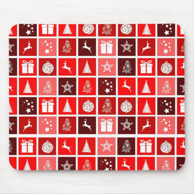 Mousepad Padrão de Grade de Natal Vermelho Moderno Minimali (Frente)