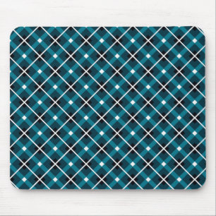 Mousepad Padrão de Grade Geométrica Azul Turquesa e Azul Ma