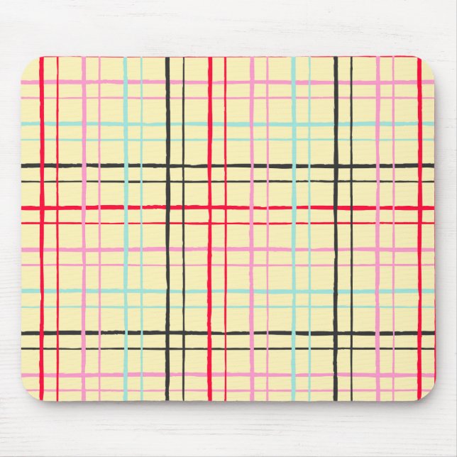 Mousepad Padrão de Grade Xadrez Orgânico Trêmulo Pop Retro (Frente)