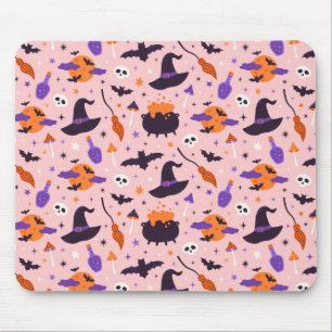 Mousepad Padrão de Halloween Púrpura e rosa-claro
