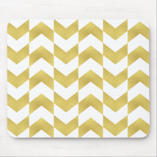 Mousepad Padrão de Herringbone Dourado e Pasta Branca