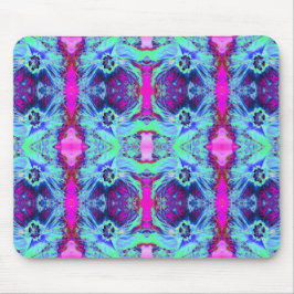 Mousepad Padrão de Hibisco Verde e Azul Psicodélico
