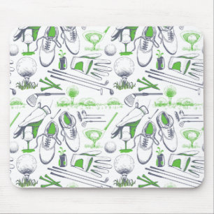 Mousepad Padrão de ícones de golfe verde