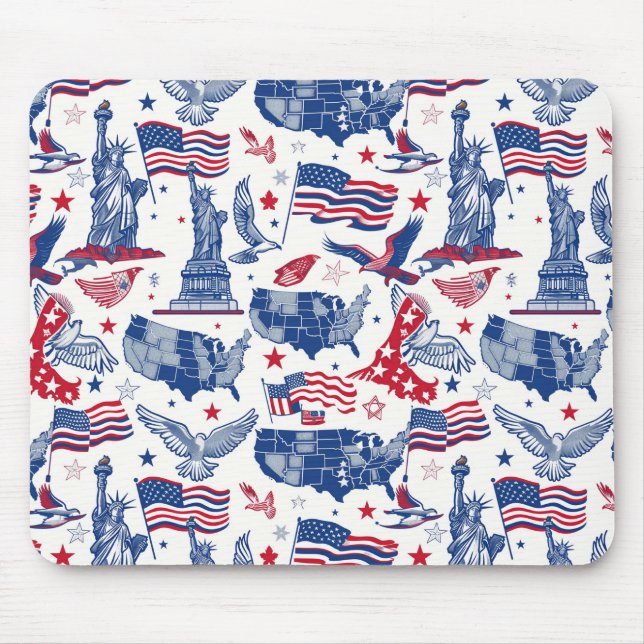 Mousepad Padrão de Ícones Patrióticos - Estátua da Liberdad (Frente)