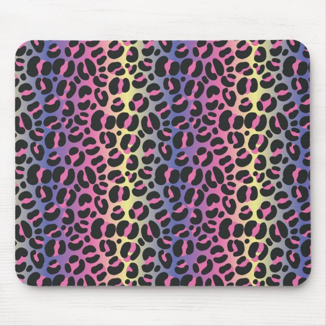 Mousepad Padrão de Impressão Animal Leopardo Arco-Íris (Frente)