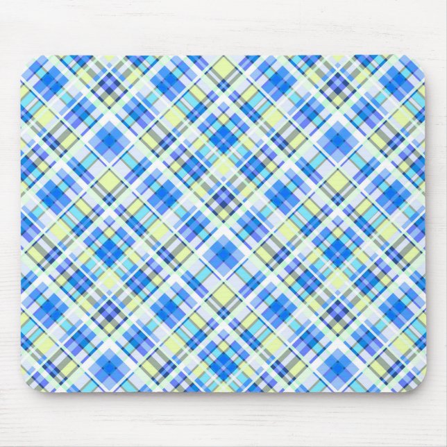 Mousepad Padrão de impressão com verificação amarelo e azul (Frente)