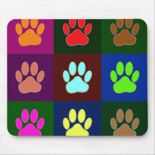 Mousepad Padrão de Impressão da Pata de Cachorro Multicol