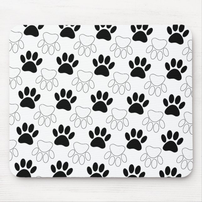 Mousepad Padrão De Impressão Da Pata De Cachorro Preta E Br (Frente)