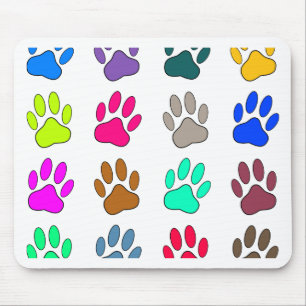 Mousepad Padrão de impressão de pata de cão multicolorido