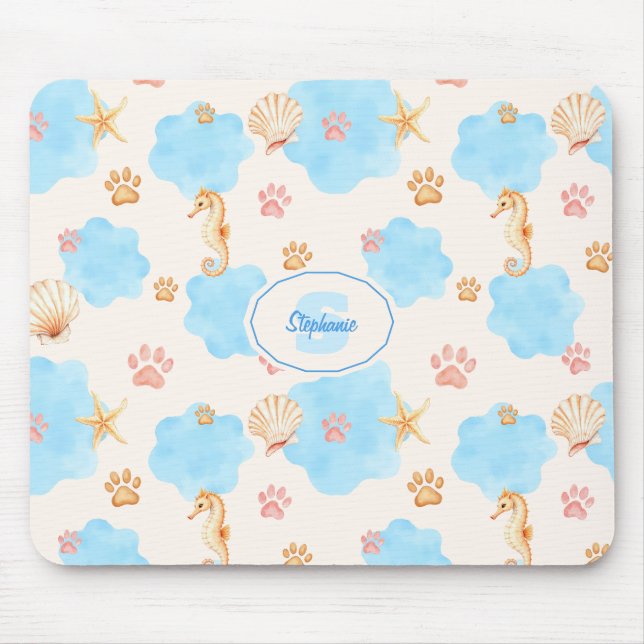 Mousepad Padrão de impressão de pata inspirado no oceano co (Frente)