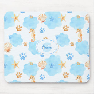 Mousepad Padrão de impressão de pata inspirado no oceano co