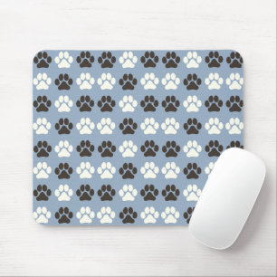 Mousepad Padrão de Impressão de Pata Prata Azul