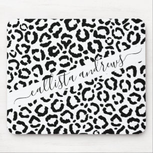 Mousepad Padrão de Impressão do Animal Leopardo Branco Negr
