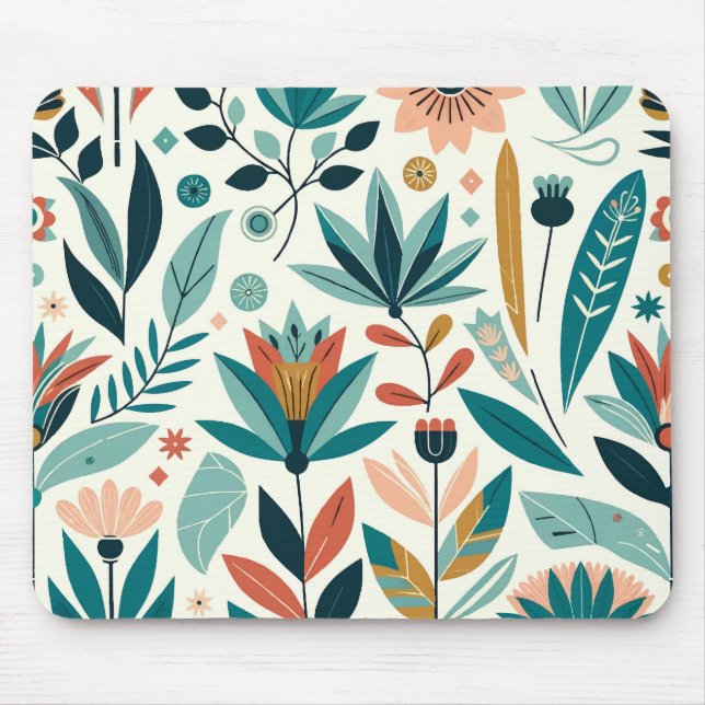 Mousepad Padrão de Impressão Floral Moderno e Ousado em Lar (Frente)