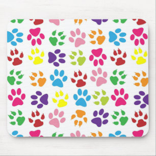 Mousepad Padrão de Impressões de Patas Coloridas e Vibrante
