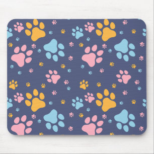 Mousepad Padrão de Impressões de Patas de Animais Coloridos