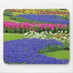 Mousepad Padrão de Jacinto-de-uva, tulipas e 3
